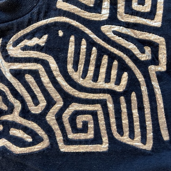 Cool vintage Panama tee black with gold inlay designs at chest and sleeves Large - Picture 3 of 5